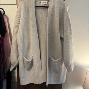Aritzia Wilfred Classic Light Grey Cardigan Size L with Pockets - gently worn